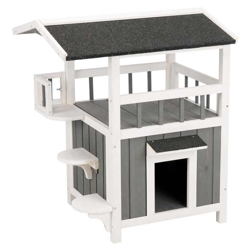 あこH4【used】TRIXIE キャットホーム ねこのおうち キャット TRIXIE Wooden Cat Home with Shaded Balcony, Indoor Outdoor